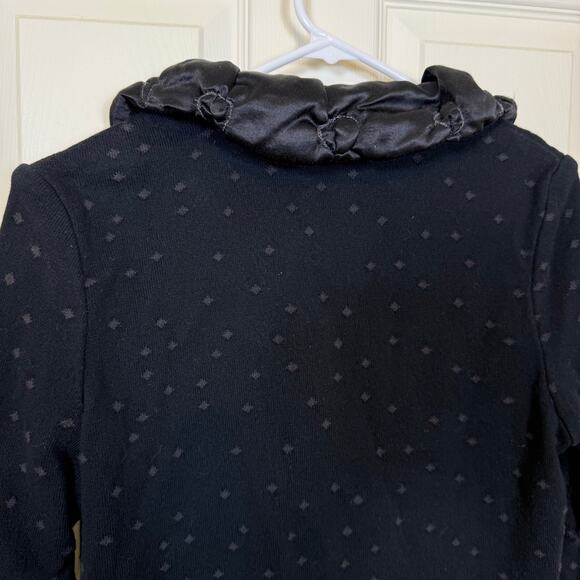 Blue Willi’s Ruffle Collar Cardigan 100% Cotton Polka Dot Knit Size M Artsy Fun - Picture 4 of 7